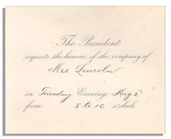 19th Century Presidential Invitation to ''Mrs. Lincoln''