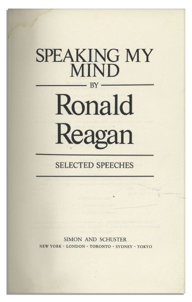 Ronald Reagan Signed Limited Edition of His Speeches, ''Speaking My Mind''