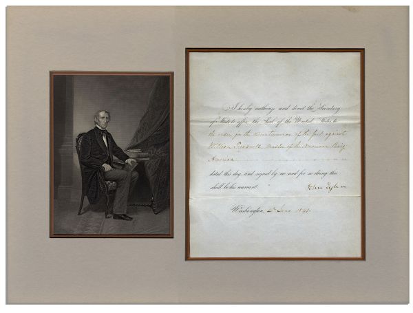 John Tyler Document Signed as President  