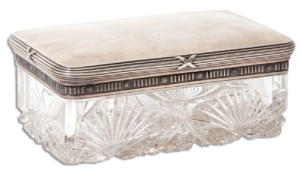 Exquisite Vintage Faberge Crystal & Silver Box -- Circa 1908-1915