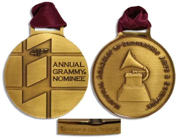 Grammy Nomination Medal From The 41st Annual Ceremony in 1999 -- Solid Bronze Medal Made by Tiffany & Co.