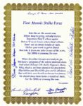WWII Enola Gay Printed Poem Signed by Five Crew Members Including Tibbets, Jeppson, Caron & Ferebee 
