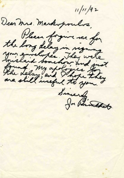 Iwo Jima Photographer Joe Rosenthal Autograph Letter Signed