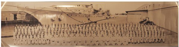 U.S.S. Bushnell and Crew Panoramic Photo -- 4 June 1932 -- Ship Would Defend Pearl Harbor Nearly 10 Years Later
