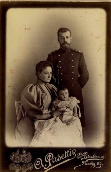 Circa 1895 Photo of Tsar Nicholas II With His Wife and Daughter -- Very Nice Photograph of Russia's Last Emperor