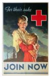 Vintage Red Cross Poster by Walter Beach Humphrey -- For Their Sake -- 1936