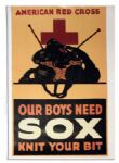 Vintage Red Cross Poster -- Our Boys Need SOX / Knit Your Bit 