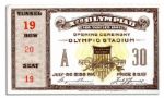 Olympics Ticket -- Opening Ceremonies at the 1932 Olympics in Los Angeles -- Fine