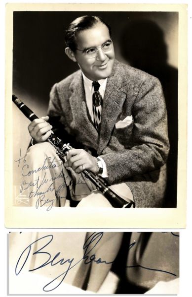 Benny Goodman Signed 8'' x 10'' Glossy Photo -- ''To Conchita / Best wishes & thanks for all / Benny Goodman'' -- Very Good