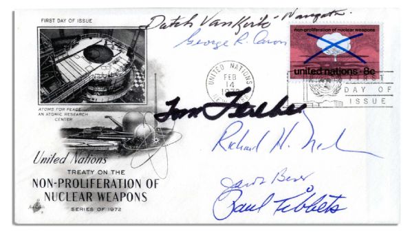 U.N. Non-Proliferation Treaty FDC Signed by Six Enola Gay Crew Members Including Jacob Beser