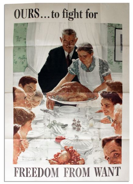 Wartime Norman Rockwell Poster -- ''Freedom From Want'' -- 28.5'' x 40''