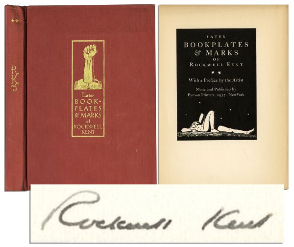 Rockwell Kent Signed First Edition of ''Later Bookplates & Marks of Rockwell Kent''
