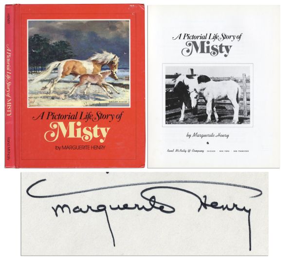Marguerite Henry Signs ''A Pictorial Life Story of Misty'' -- ''Happiness is knowing Misty!''