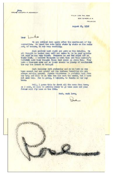Rose Kennedy Signed Letter -- ''...We heard the vote tally state by state on the radio...it was very exciting...Jack arrived last night...'' -- 1956