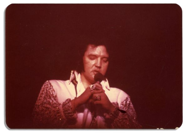 Candid Photo of Elvis Presley in Concert Circa 1970's