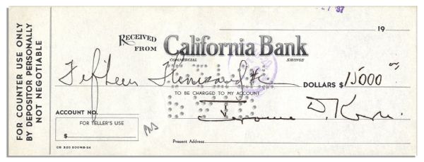 Jerome Kern Signed Check