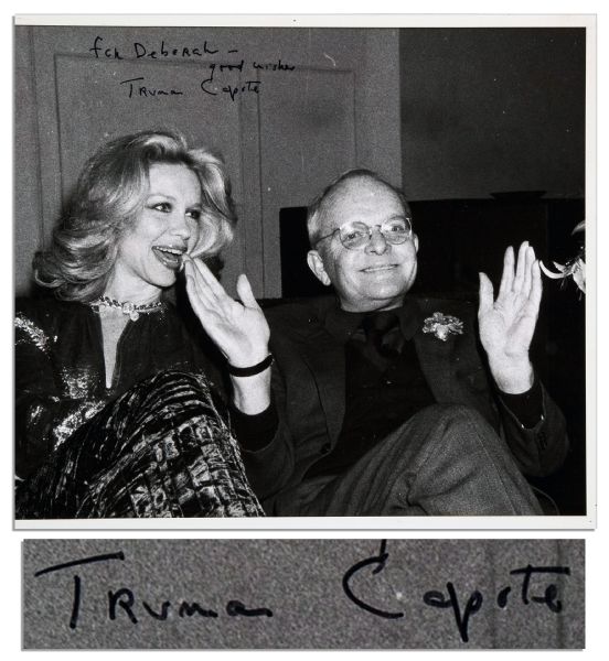 Truman Capote Signed and Inscribed Photograph -- Photo Depicts the Famous Author Smiling Widely