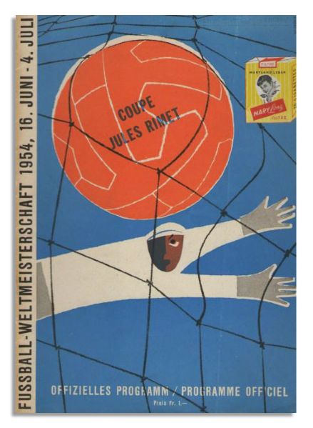1954 World Cup Final Program -- Famous Match Where Underdog West Germany Bested Hungary