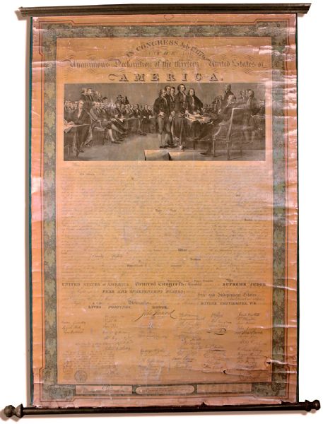 Scarce 1860 Print of The Declaration of Independence Published by Colton/Thayer -- One of Just a Handful Known to Exist
