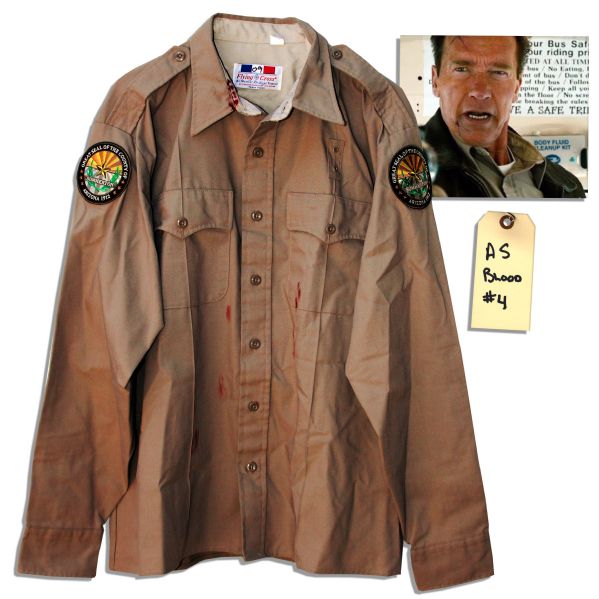 Arnold Schwarzenegger Screen-Worn Sheriff's Shirt From ''The Last Stand'' -- Stained With Prop Blood