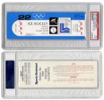 Scarce Unused Ticket From the 1980 US vs. USSR Olympic Hockey Game -- Named Top Sports Moment of the 20th Century -- PSA Graded