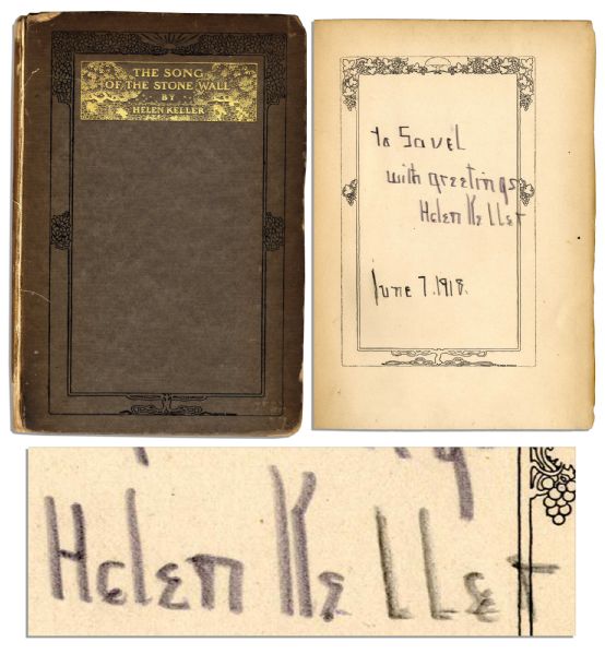 Helen Keller Signed Book Containing Her Awe-Inspiring Poem, ''The Song of The Stone Wall''