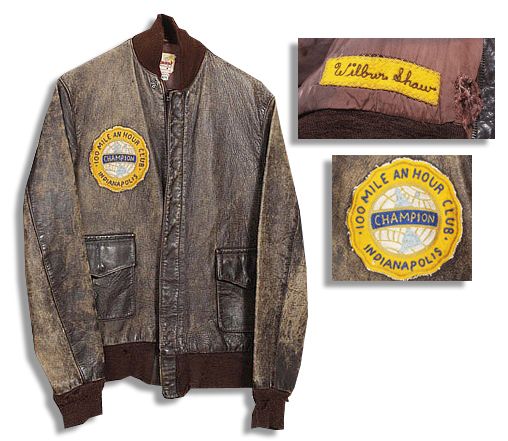 Wilbur Shaw's 1935 Indianapolis 500 Jacket -- Given to Him as an Inaugural Member of The ''Champion 100 Mile an Hour Club''