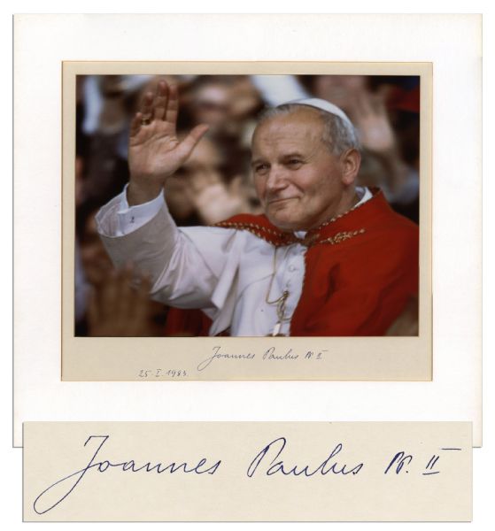 Pope John Paul Signed Photo -- Measuring 18.5'' x 17.5'' Overall