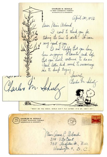 Charles Schulz Autograph Letter Signed Replying to Fan Mail in The First Few Years of ''Peanuts'' -- ''...I am happy that you have been enjoying Peanuts...''
