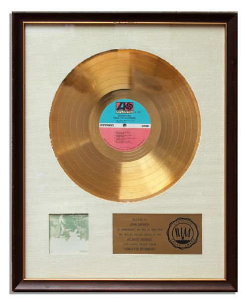 RIAA Award for Graham Nash's 1971 Album ''Songs For Beginners'' Awarded to Drummer John Barbata