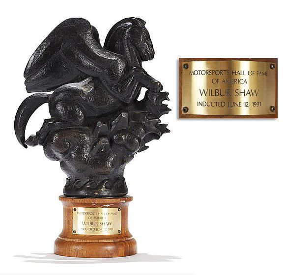 Race-Car Legend Wilbur Shaw's Trophy From His Induction Into The Motorsports Hall of Fame in 1991