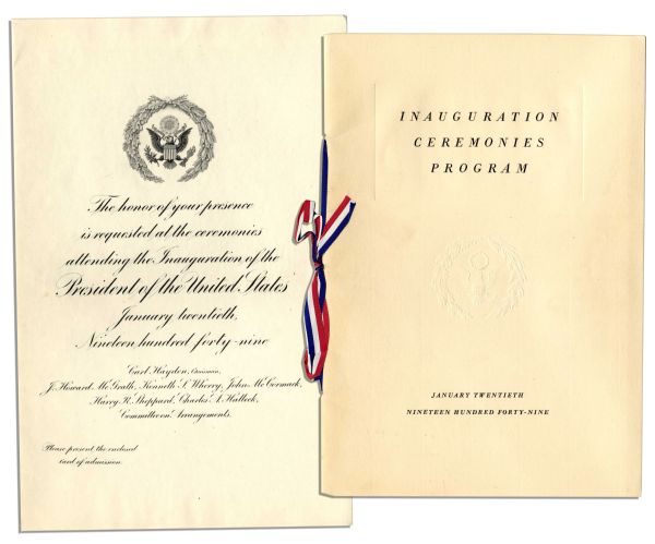 Congressional Version of The Invitation & Program For The 1949 Presidential Inauguration of Harry S. Truman