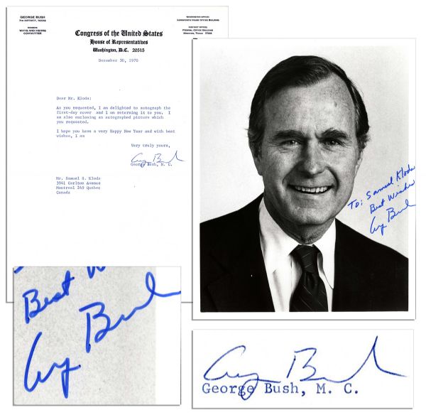 George Bush Signed & Inscribed Photo -- With Additional Typed Letter Signed as Texas Congressman