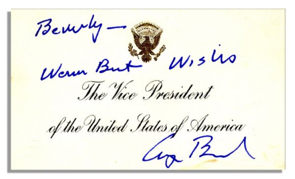 George Bush Signed VP Card as VP