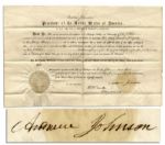 Andrew Johnson 1865 Document Signed as President -- Just a Week After Taking Office in the Wake of Lincolns Assassination