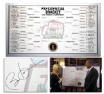 Barack Obama Signed as President Leaderboard for the 2012 NCAA Womens Basketball Championship -- With Obamas Team Picks Handwritten by Him