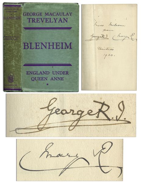 King George V & Queen Anne Signed and Inscribed Book -- Gifted at Christmas of 1930