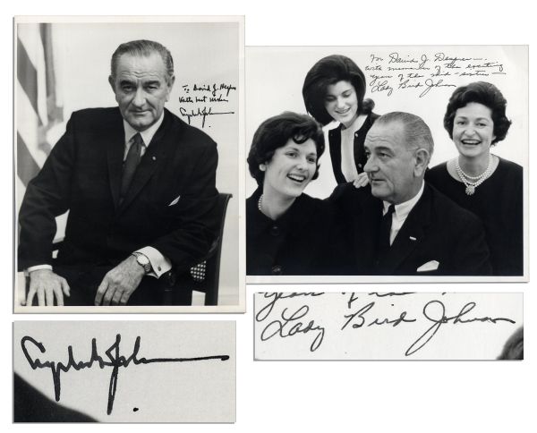 Lyndon B. Johnson 8'' x 10'' Photo Signed -- Accompanied by a Lady Bird Johnson Signed Photo