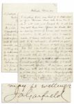 James Garfield Autograph Letter Signed During His Seventh Term in The House of Representatives -- ...[I am not] willing to oppress or distress those whom I have always sympathized with...