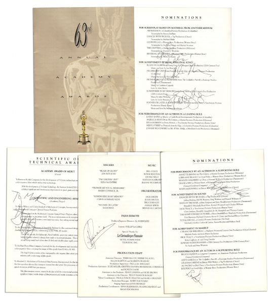 Academy Awards Program From the 1990 Ceremony -- Signed by Nominees Bruce Davison & Diane Ladd -- Also Signed by Tom Cruise, Goldie Hawn & Tim Robbins