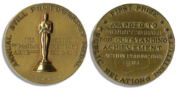 An Incredible Rarity.  An Oscar Medal, Not a Trophy, for Still Photography Award Presented to Merritt Sibbald for 1940-41