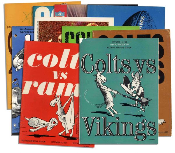 Collection of 10 Early 1960's Vintage Baltimore Colts Programs