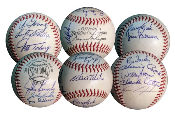1965 World Series Champion Dodgers Team Signed Baseball --  Walt Alston Signs Sweet Spot -- 15 Signatures -- With JSA COA