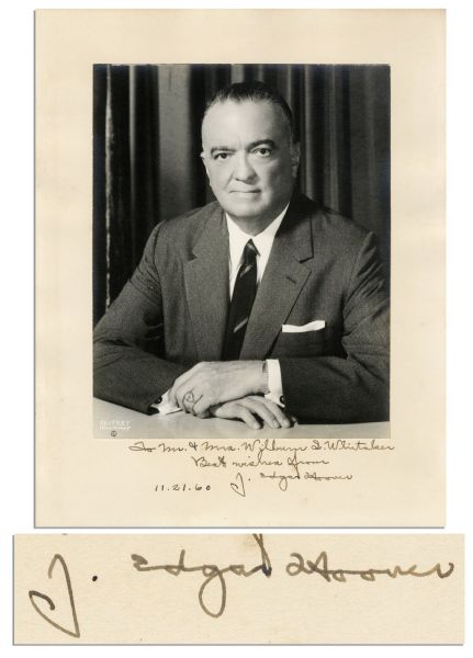 ''J. Edgar Hoover'' 9'' x 11.25'' Portrait Photo -- Signed & Dated 1960,  at the Height of His Fervent Hunt to Root Out Communists