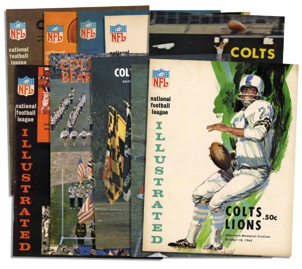 Collection of 10 Vintage 1960's Baltimore Colts Programs