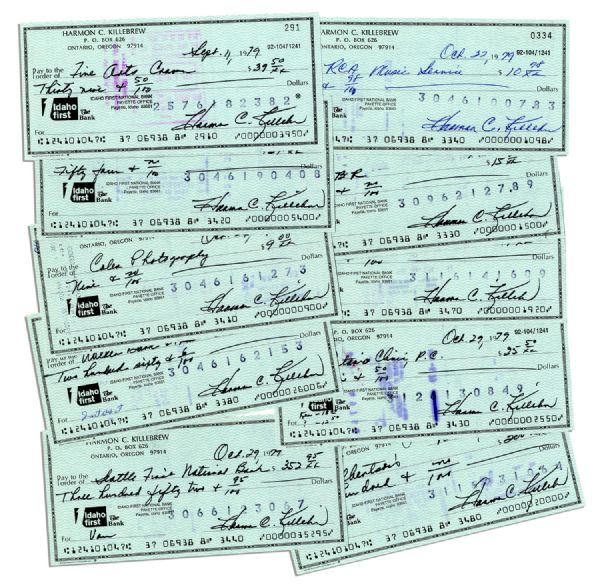 Harmon Killebrew Signed Personal Checks -- Lot of 10
