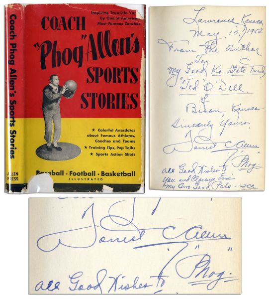 Father of Basketball Coaching, Phog Allen Signed First Printing of His Book, ''Sports Stories'' -- Signed ''Forrest C. Allen''  & ''Phog'' & ''FCA''