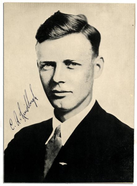 Charles Lindbergh Signed Portrait -- Circa Late 1920's 