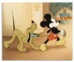 Original Disney Cel From the 1939 Short Film Society Dog Show -- Depicting Two of Disneys Most Iconic Characters, Mickey Mouse and Pluto -- Featuring Mickey in His Older Character Design