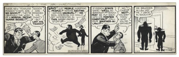 ''Li'l Abner'' 4-Panel Comic Strip From 22 January 1948 -- ''The Ape-Men Cometh'' -- Hand-Drawn & Signed by Al Capp -- 22.5'' x 7'' -- Toning, Near Fine